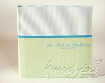 Photo album XL combination light blue light green with embroidery