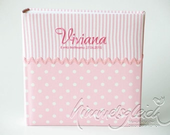 Photo album XL combination dots stripes pink