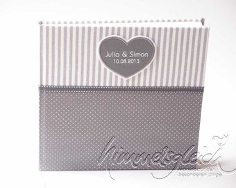 Wedding Guestbook Stripes and Dots grey