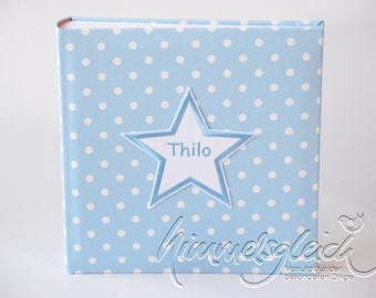 Photo album XL dots white on light blue with star