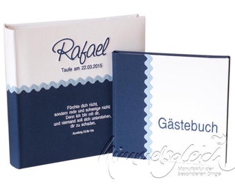 Set aus Fotoalbum und Gästebuch in blau