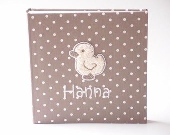 Photo album XL dots taupe with plush duck