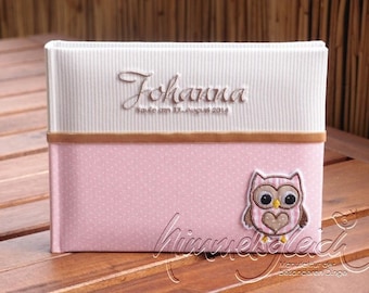 Photo album combination dots stripes pink beige owl