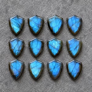 AAA+ Natural Labradorite Blue Flash Shield Shape Cut Flat Back: