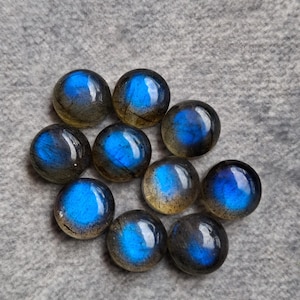 Natural Blue Labradorite Round Shape AAA+ Quality Flat Back Cabochon: