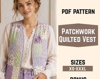 Naaipatroon Elise Vest | Gewatteerd damesvest PDF-patroon | Naaihandleiding voor een mouwloos jasje | Beginnersvriendelijke digitale download