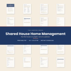 Shared House Agreement Printable, Housemate Chore Rota Bills Tracker and House Manual, Roommate Organizer Binder, PDF Download