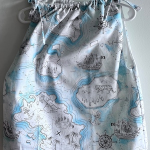 Lined Toddler Dress or Tunic Geography Themed Print Fabric, Size 2T to 4T Off White Background Pillowcase Look
