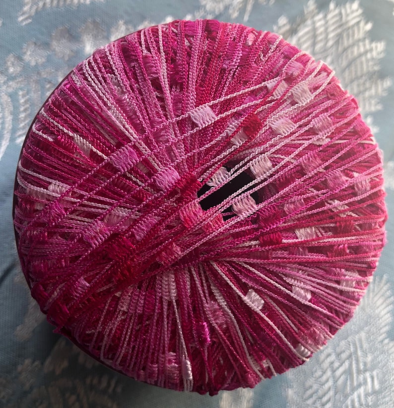DESTASH One Full and A Partial Skein Plymouth Yarn Eros Color 2010 Lot 10 Shades of Pink Novelty yarn