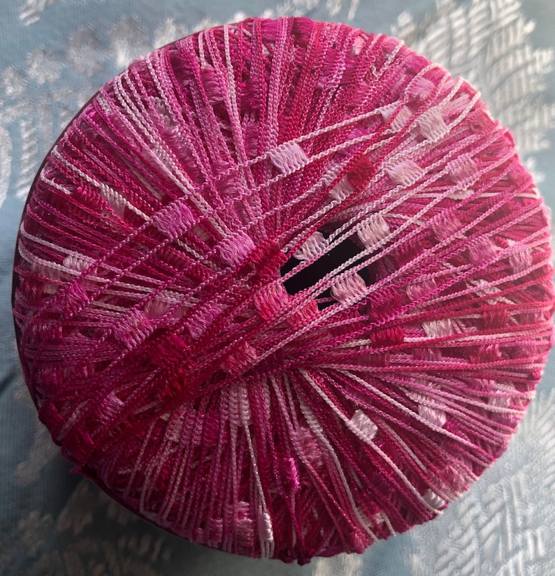 DESTASH One Full and A Partial Skein Plymouth Yarn Eros Color 2010 Lot 10 Shades of Pink Novelty yarn