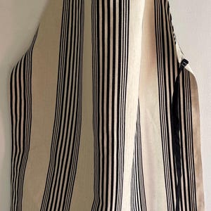 Adult Top-Stitched Apron Stripes in Black and Tan with Tan Solid Background