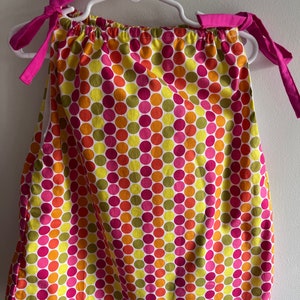 Lined Preschooler Dress or Tunic Circle Print Yellow, Pink, Orange & Green Size 5T Pillowcase Look