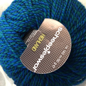 DESTASH - One Skein of Scheepjeswol Highland 100% Wool Color #1063 Number 5947 Green and Blue Colors