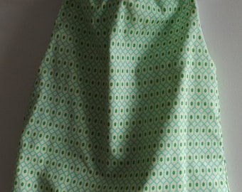 Lined Infant or Toddler Dress or Tunic in koko lee Fabric Size 18 Months to 2T Diamond Print Pillowcase Look Pale Yellow Background