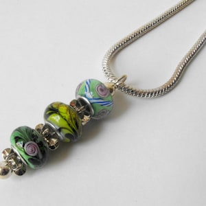 Lampwork Bead Necklace - Colorful Glass Bead Pendant Necklace by ElleBelle Art