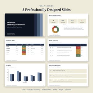 Plantilla de informe de estado del proyecto / Presentación del comité directivo en PowerPoint y Excel / Panel de control / Rastreador de cartera RAG para gerentes de proyecto