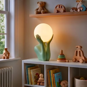 Lampada da tavolo a forma di sfera scultorea, moderna serenità da comodino, luce ambientale artistica, arredamento minimalista per la casa.
