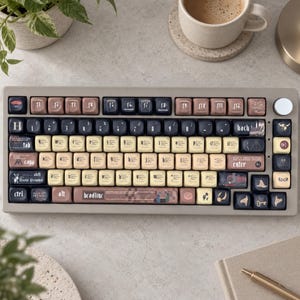 Keycap Set, PBT Keycaps, Gamer Keycaps, MX Keycap Set, MOA Keycaps, Blue Keycaps, Retro Keyboard Keycaps