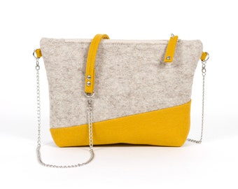 Two Toned Merino Wool Felt Crossbody Purse