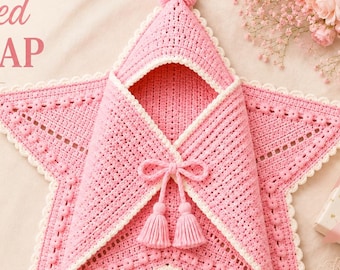 Crochet Star Wearable Blanket Pattern PDF, Hooded Toddler Wrap, Baby Poncho, 24 Months, Digital Download