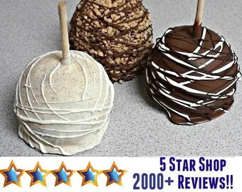 Caramel Apple Set of 2, Candy Apples, Toffee Crunch, Apple Pie, Triple Chocolate