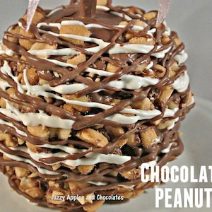 LARGE Gourmet Caramel Apple, Candy Apple, Granny Smith, Chocolate, Chocolate Apples, Wedding, Gift For, Chocolate Peanut, Snickers