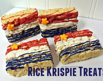 Patriotic Rice Krispie Treats, 4th of July, Independence Day, Patriotic, Military