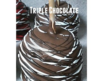 Caramel Apple Set of 2, Triple Chocolate, Candy Apples, Gourmet Apples
