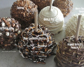 LARGE Gourmet Caramel Apple, Candy Apple, Granny Smith, Chocolate, Chocolate Apples, Wedding, Gift For, Pretzel