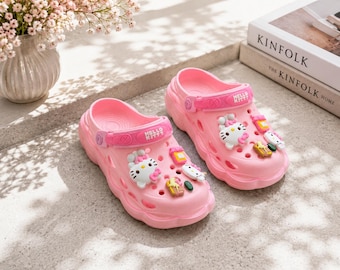 Pink Kawaii Kitty Shoe Charms - Resin Clog Decorations