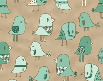 Henry Glass fabric BIRDS on Taupe
