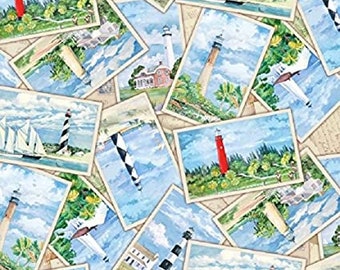 Elizabeth's Studio fabric LIGHTHOUSES
