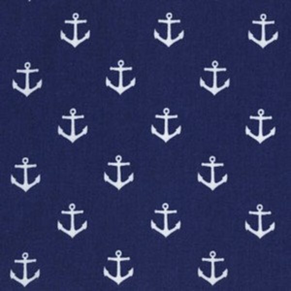 Dear Stella fabric White ANCHORS on Navy