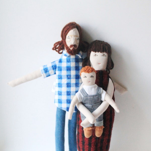Portrait family dolls, likeness fabric dolls, personalized dolls from picture, unique wedding anniversary gift