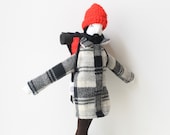 Mountain backpacker art doll, ooak backpacking guy doll, bearded man doll, lumberjack fabric doll, traveller boy doll, hipster hiking buddy