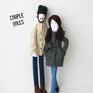 Personalized couple dolls based on picture, portrait cloth dolls, family dolls from picture, unique wedding anniversary gift for couples image 1