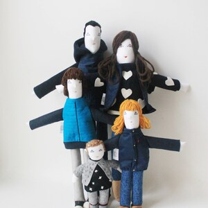 Personalized family fabric dolls, custom family portrait cloth dolls, art dolls, unique son daughter parents anniversary birthday gift image 2