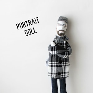 Portrait cloth man doll, 16 inches mini-me stuffed doll, upcycled personalized doll, likeness doll from picture, unique birthday men gift image 1