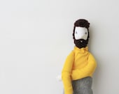 Cloth man doll Sicrano | ooak bearded art doll | hipster stuffed doll | | fashionable boy doll | soft sculpture | unique dad boyfriend gift