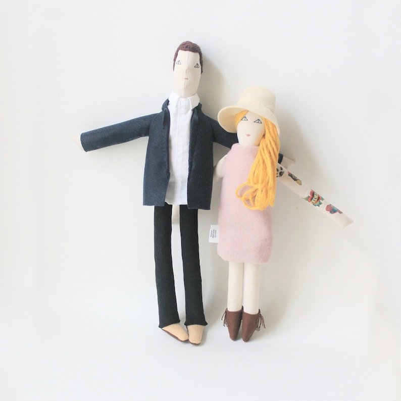 His & Hers couple art dolls, personalized portrait dolls, likeness stuffed dolls, custom soft sculpture, unique wedding anniversary gift image 6