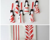 Ooak lavender sachets | geometric red leaves and striped scented bags | lavender mini doll | upcycled ornament