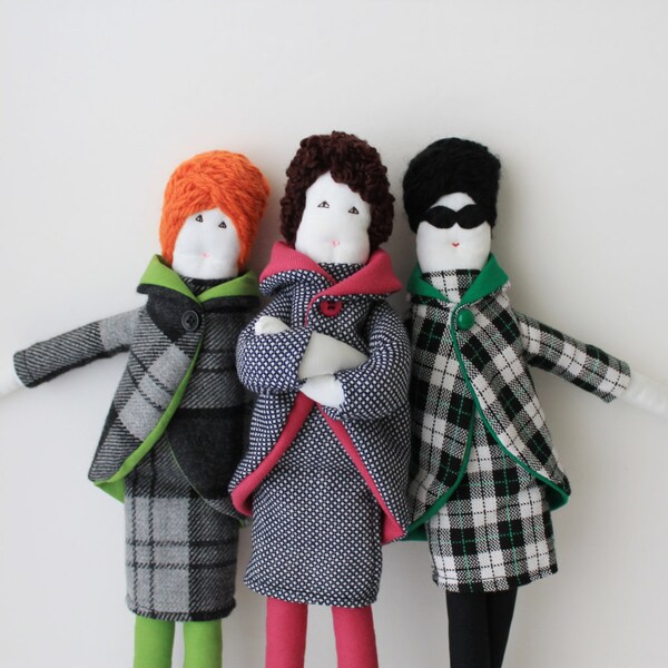 Aangepaste elegante weefsel pop, ooak retro gevulde pop, modieuze zacht stuk speelgoed, tweed doek pop, girl pop, Bijenkorf pop, unieke kinderen decor cadeau