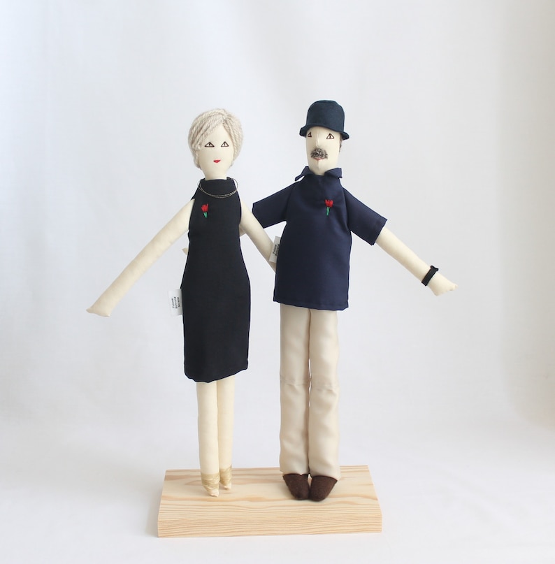 His & Hers couple art dolls, personalized portrait dolls, likeness stuffed dolls, custom soft sculpture, unique wedding anniversary gift image 2