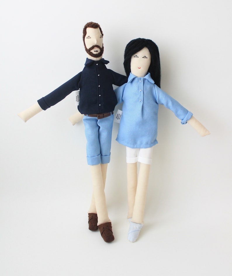 Personalized couple dolls based on picture, portrait cloth dolls, family dolls from picture, unique wedding anniversary gift for couples image 5