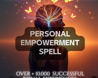 May include: A digital graphic featuring a silhouette of a person with a glowing blue tree branching from their head, surrounded by yellow butterflies against a sunset background. Text reads: SAME DAY, FAST RESULTS, PERSONAL EMPOWERMENT SPELL, OVER + 10.000 SUCCESSFUL RITUAL EXPERIENCES.