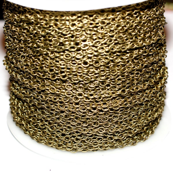 15ft Brass Chain Soldered Link Chain-Round Cable Chain-4x3mm