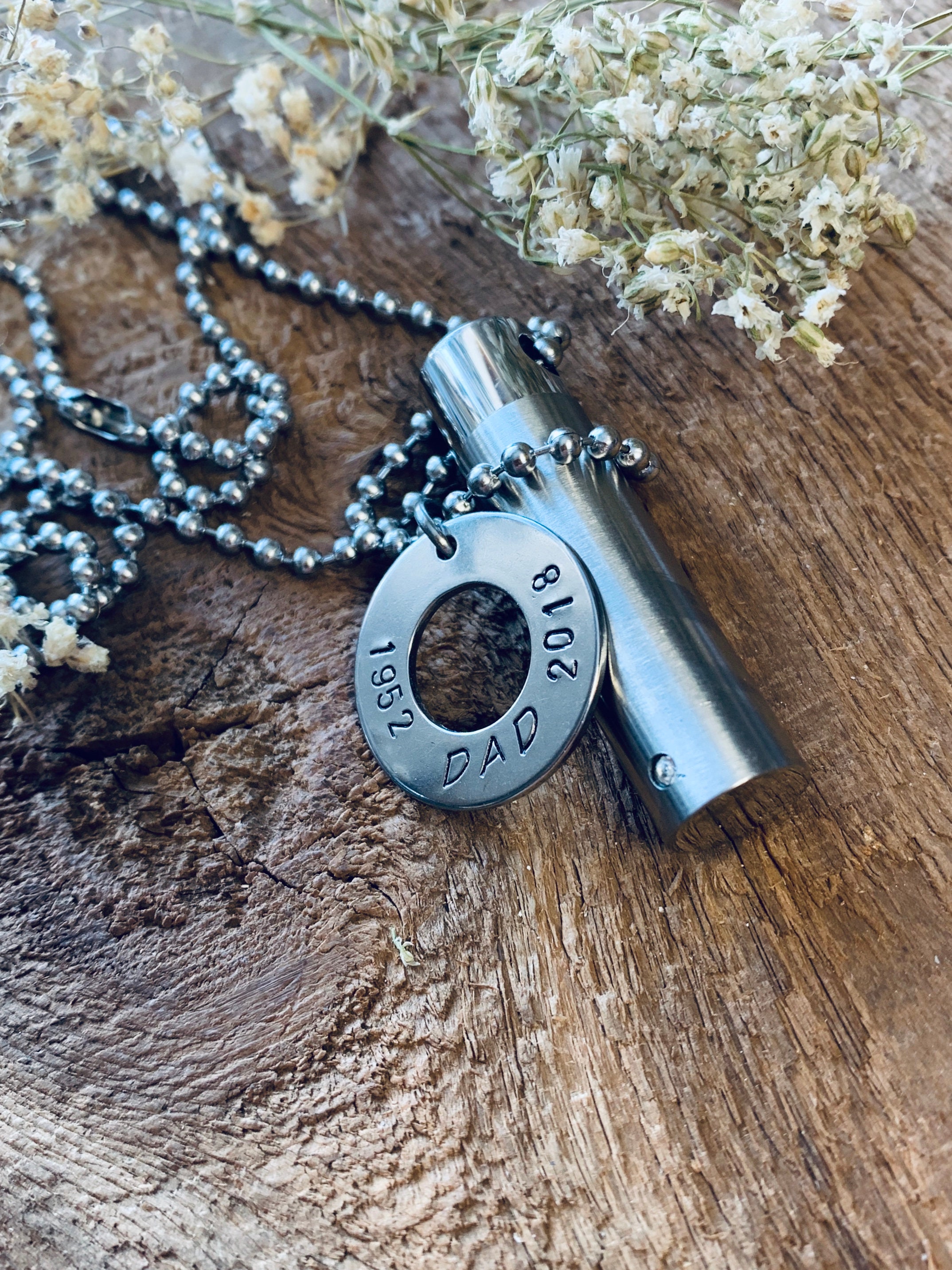 Personalized Dad In Memory Cremation Urn Pendant Necklace Etsy