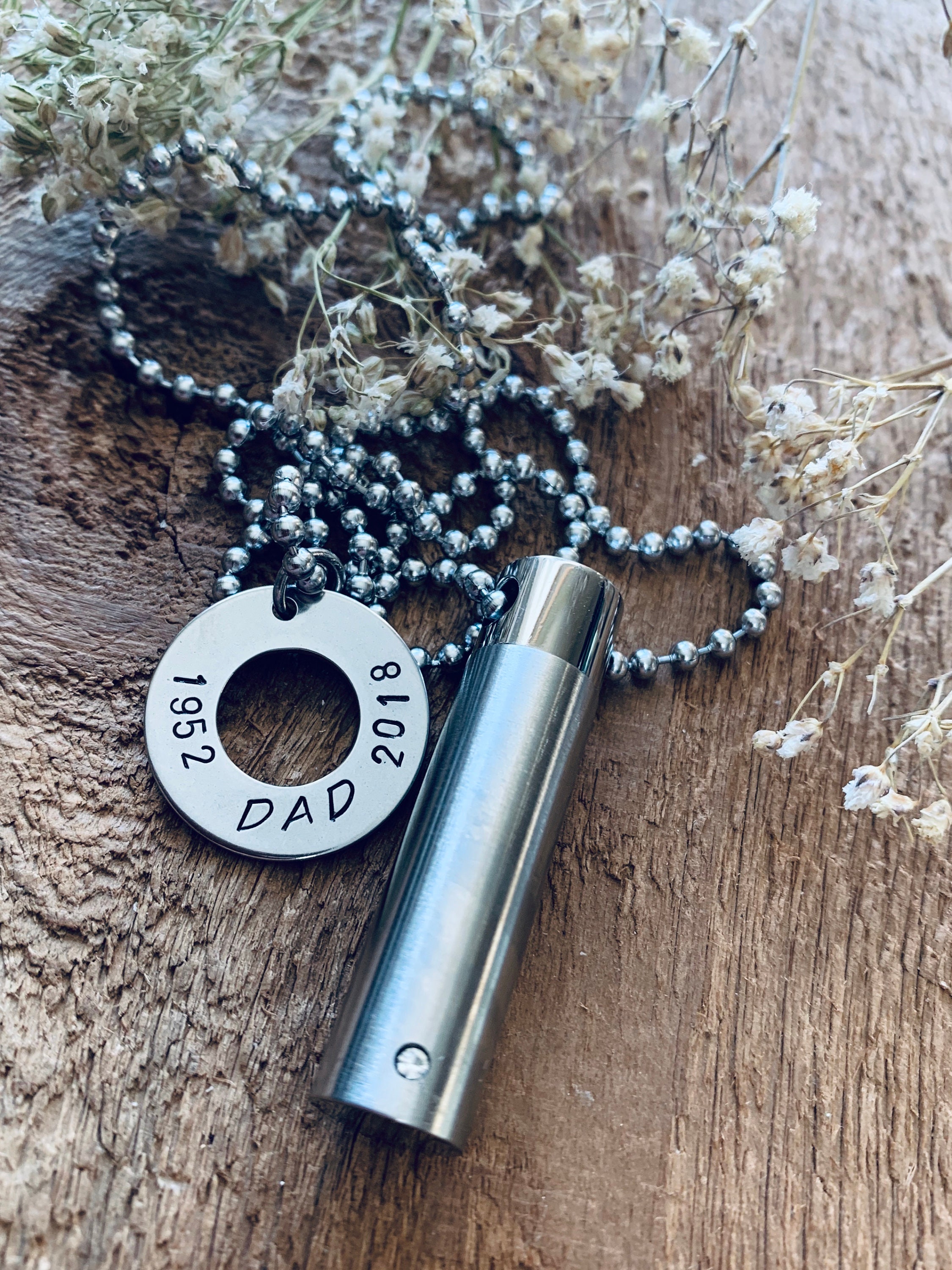 Personalized Dad In Memory Cremation Urn Pendant Necklace Etsy