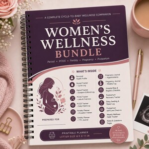 Women's Wellness Bundle Printable | Period, PCOS, Fertility, Pregnancy, Postpartum Planner (Digital Download)