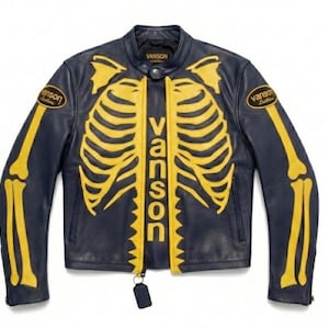 vanson スケルトンデザイン ジャケット Vanson Skeleton Leather Jacket - Etsy